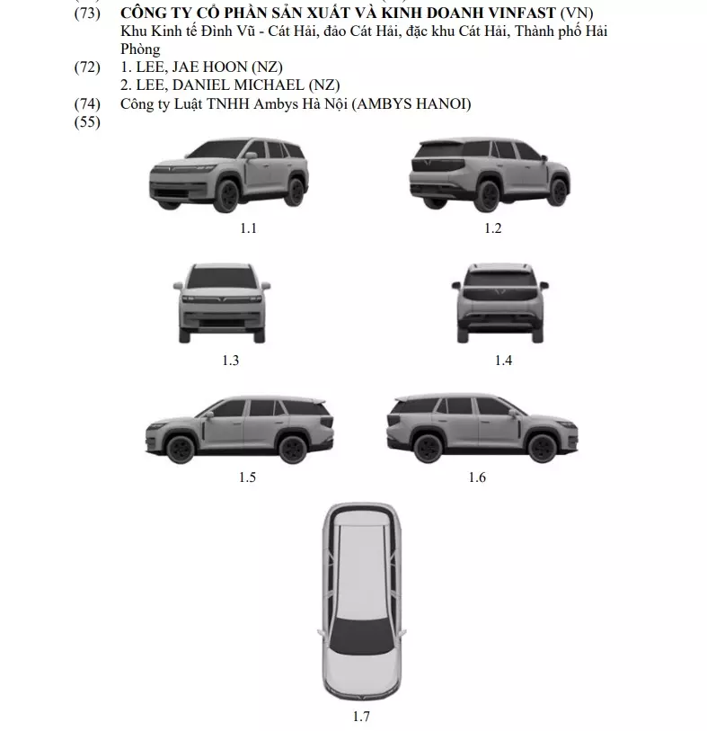 VinFast đăng ký bảo hộ kiểu dáng công nghiệp cho mẫu SUV cỡ lớn mới, nhiều khả năng là VF 9 - Ảnh 2. VinFast đăng ký bảo hộ kiểu dáng công nghiệp cho mẫu SUV cỡ lớn mới, nhiều khả năng là VF 9 - Ảnh 2.