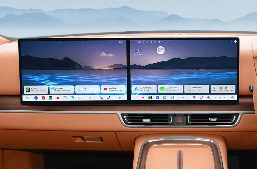 Bộ đôi màn hình cùng có kích thước 15,6 inch của Hongqi E-HS9